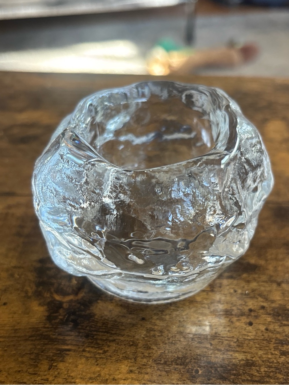Kosta BODA Crystal SNOWBALL Votive Candle Holder Ann Warff SWEDEN